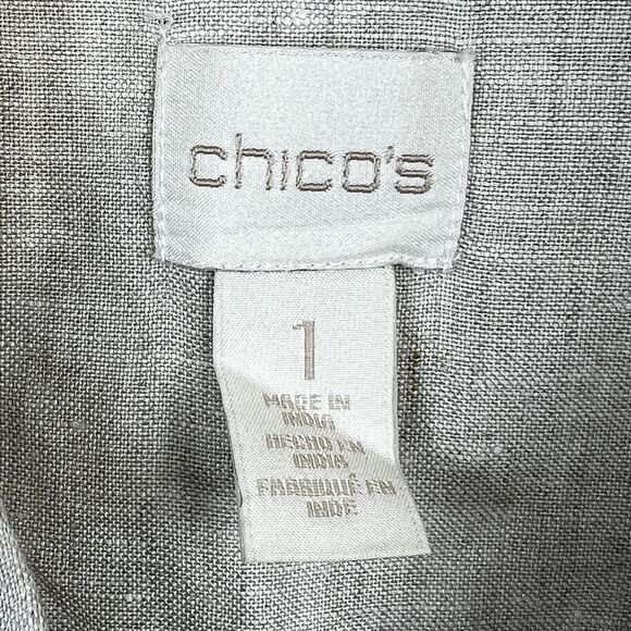 Chico's Beige Tan 100% Linen Button-Up Tunic Shirt Shirt - Picture 6 of 10